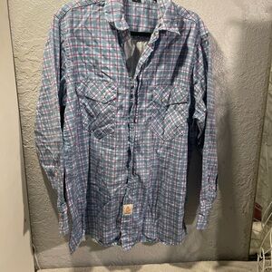Casual Blue Plaid Button-Down Shirt